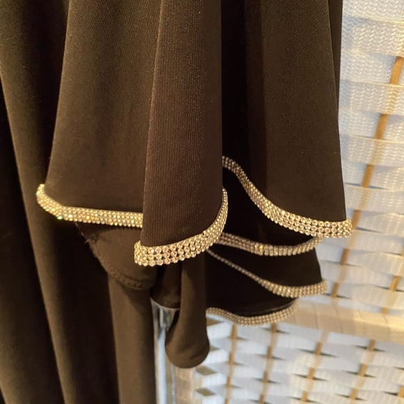 MSK Black XL dress,3/4 sleeves,boat neck,Rhinestones trim neckline and sleeves. - Picture 5 of 11